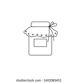 Vector illustration with icon of a jar of jam. Cute coloring book, sketch with a simple silhouette, Doodle.