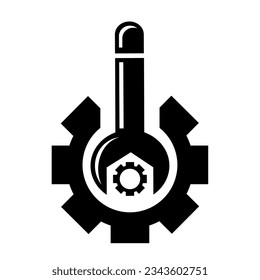 Vector illustration, icon, key and gear logo. Isolated on a white background.