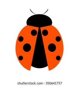 Vector illustration. Icon of ladybug, isolated over white background