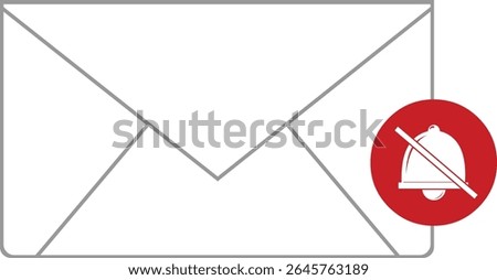 vector illustration icon letter envelope card and locked bell, concept of muting notifications message