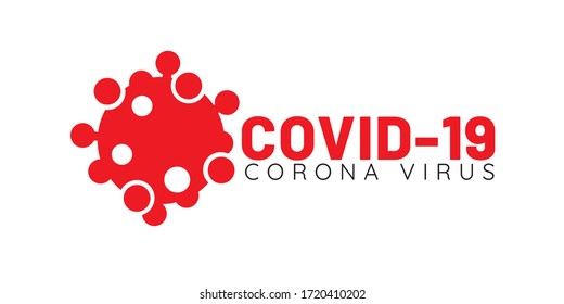 Vector illustration icon lock down sign for coronavirus outbreak concept. Red COVID-19 virus symbol and "COVID-19 CORONAVIRUS" letter.