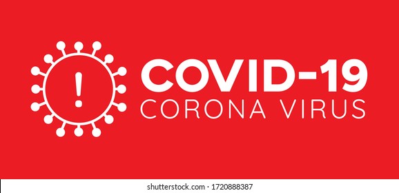 Vector illustration icon lock down sign for coronavirus outbreak concept. Red COVID-19 virus symbol and "COVID-19 CORONAVIRUS" letter.