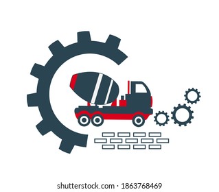 Vector illustration of the icon and logo of a concrete mixer of special equipment for construction work of enterprises and organizations.