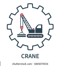 Ilustración vectorial del icono, logotipo de una grúa, construcción, carga.