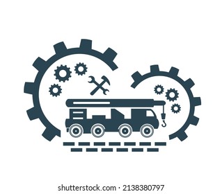 Vector illustration of the icon, logo of the crane, construction, loading. industry. Isolated on a white background.