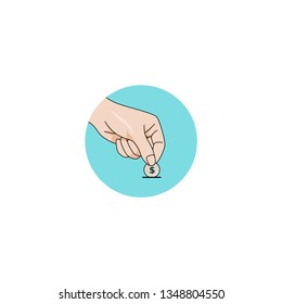 Vector Illustration, Icon Logo give alms in a charity box in Ramadan, Flat Design Style