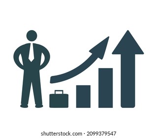 Ilustración vectorial del icono, logotipo de crecimiento, negocios, finanzas y marketing.	