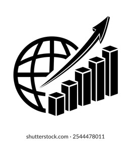 Vector illustration of the icon, the logo of the growth chart. Isolated on a white background.	