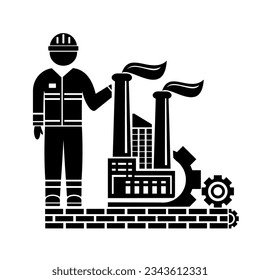 Vector illustration, icon, logo of industry and factory. Isolated on a white background.
