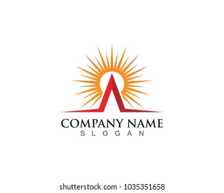 Vector illustration Icon Logo Template Sun over horizon