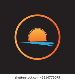 Vector illustration Icon Logo Template Sunrise on black background