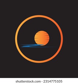 Vector illustration Icon Logo Template Sunrise on black background