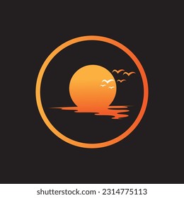 Ilustración de vectores Plantilla de logotipo de iconos Amanecer sobre fondo negro