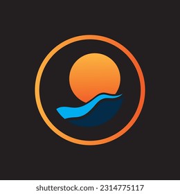 Vector illustration Icon Logo Template Sunrise on black background
