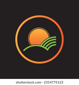 Vector illustration Icon Logo Template Sunrise on black background