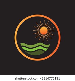 Ilustración de vectores Plantilla de logotipo de iconos Amanecer sobre fondo negro