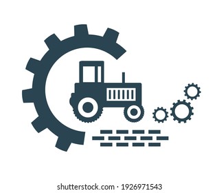 Vector illustration of the icon, logo of a wheeled tractor. 