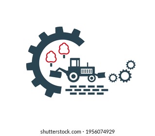 Vector illustration of the icon, logo of a wheeled tractor.