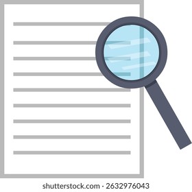 vector illustration icon magnifying glass and computer document system, searching pc file concept
