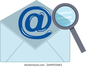 vector illustration icon mail correspondence letter and magnifying glass moving, in searching for email concept
