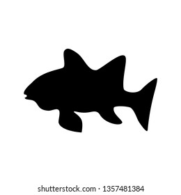 Vector illustration icon. Marine tropical design. Black silhouette of sea fish. White background