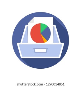 Vector illustration icon with marketing analysis document file storage concept