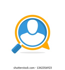 Vector illustration icon with media communication and review concept, to access someone's profile information.