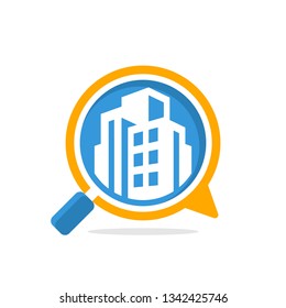 Vector illustration icon with media communication and review concept, for building inspection information access