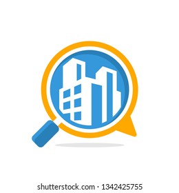 Vector illustration icon with media communication and review concept, for building inspection information access