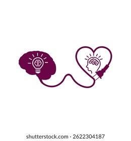 vector illustration icon mind must be in line with the heart
