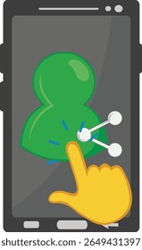 ícone de ilustração vetorial contato de compartilhamento de telefone celular ou conceito de usuário