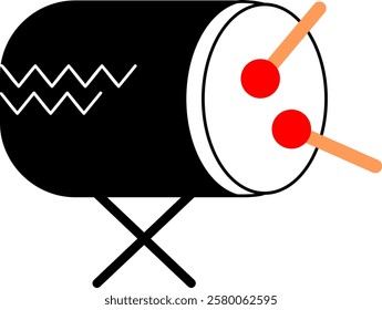 Vector illustration icon of mosque drum with solid black color 