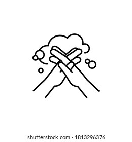 Vector illustration icon with the motif of hand washing	
