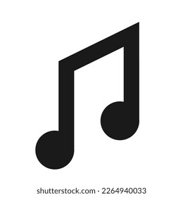 Vektorgrafik, Symbol, Symbol für musikalische Note. Flaches Design.	Einzeln auf weißem Hintergrund.