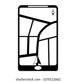 Vector illustration. Icon. Navigator application for smartphone.