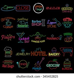 A vector illustration of icon of neon store signs