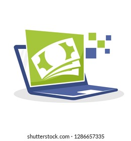 Vector illustration icon with the online financial business concept