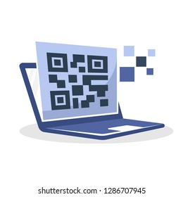 Vector illustration icon with the online QR code generator service concept