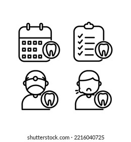 vector illustration of icon outline. dental care icon set, dental care schedule, reports about teeth, dentist, toothache patient. suitable for design regarding dental care.