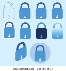 Vector illustration Icon Pack editable lock icon pack