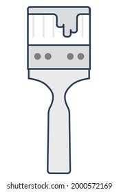 Ilustración vectorial, icono, pincel con ramas de pintura.