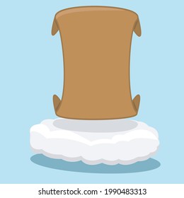 Vector Illustration of Icon Paper Map on Clouds and Blue Color Background