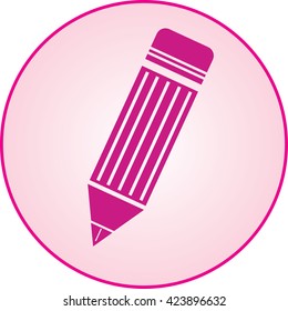 vector illustration icon pencil decorated in a pink circle