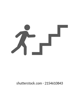 icono de ilustración vectorial de personas subiendo el símbolo de las escaleras del proceso al éxito, persiguiendo al objetivo.