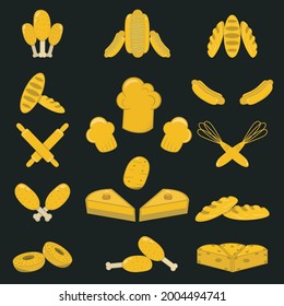 Vector Illustration of Icon, Picture Food Theme, Yellow, Gold and Black Colors Background