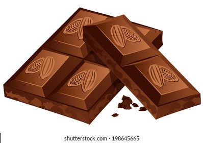Vector Illustration Icon of pieces of Chocolate isolated on white