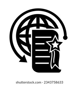Vector illustration, icon, planet logo and certificate. Isolated on a white background.