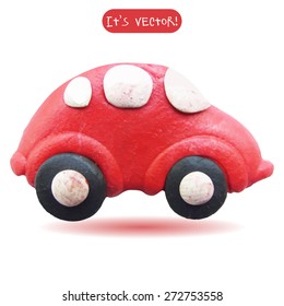Vector illustration. Icon of plasticine car isolated on white background. Design for your website.