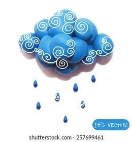 Vector illustration. Icon of plasticine cloud on white background. Design for your website.