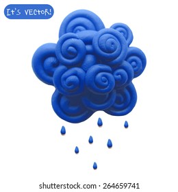 Vector illustration. Icon of plasticine cloud on white background. Design for your website.